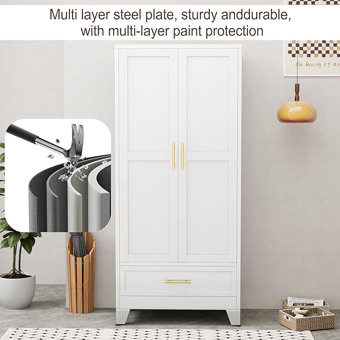 erosoei 71" H Metal Tall Armoire Wardrobe Closet