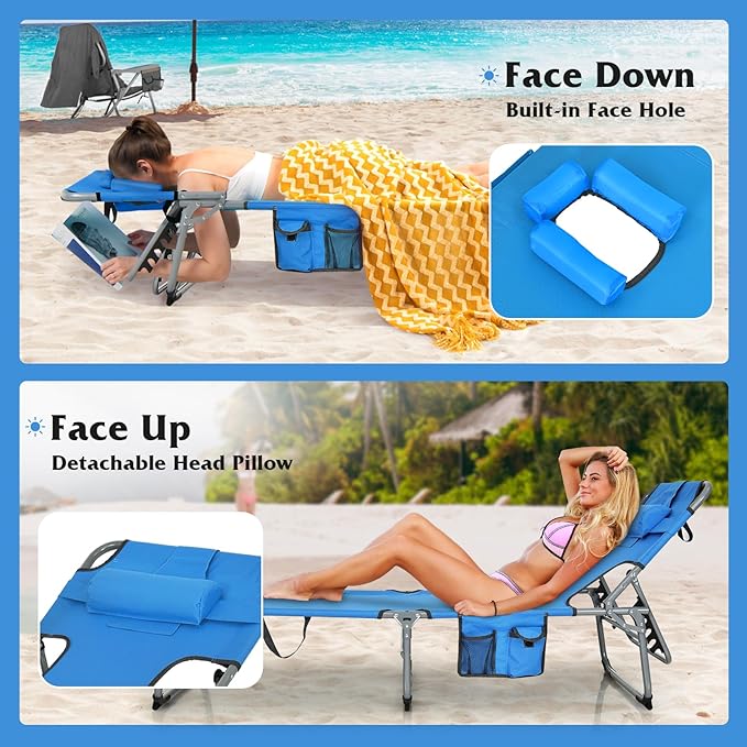 Goplus Tanning Chair, Folding Adjustable Patio Lounge Chair