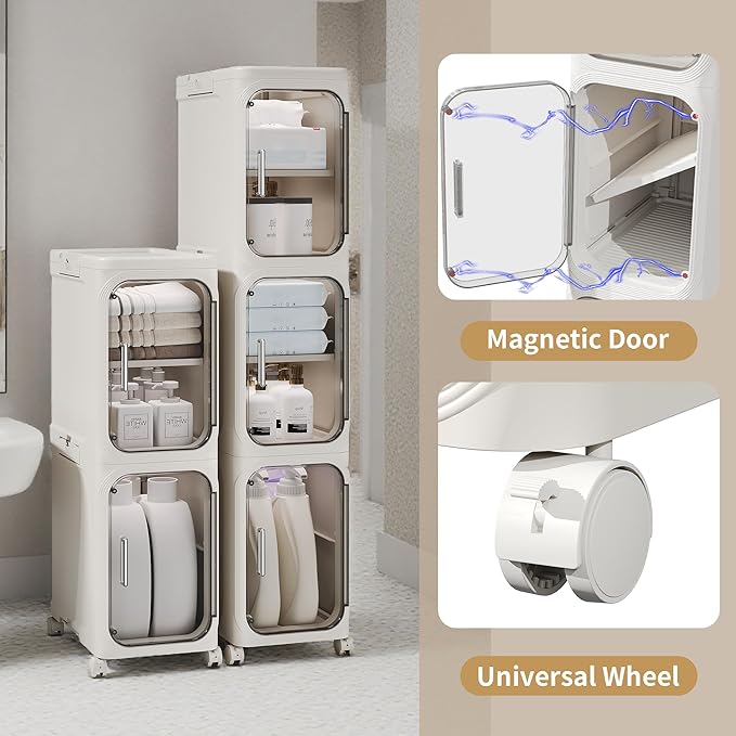 2-Tier Narrow Storage Cabinet, Slim Bathroom Storage Cabinet