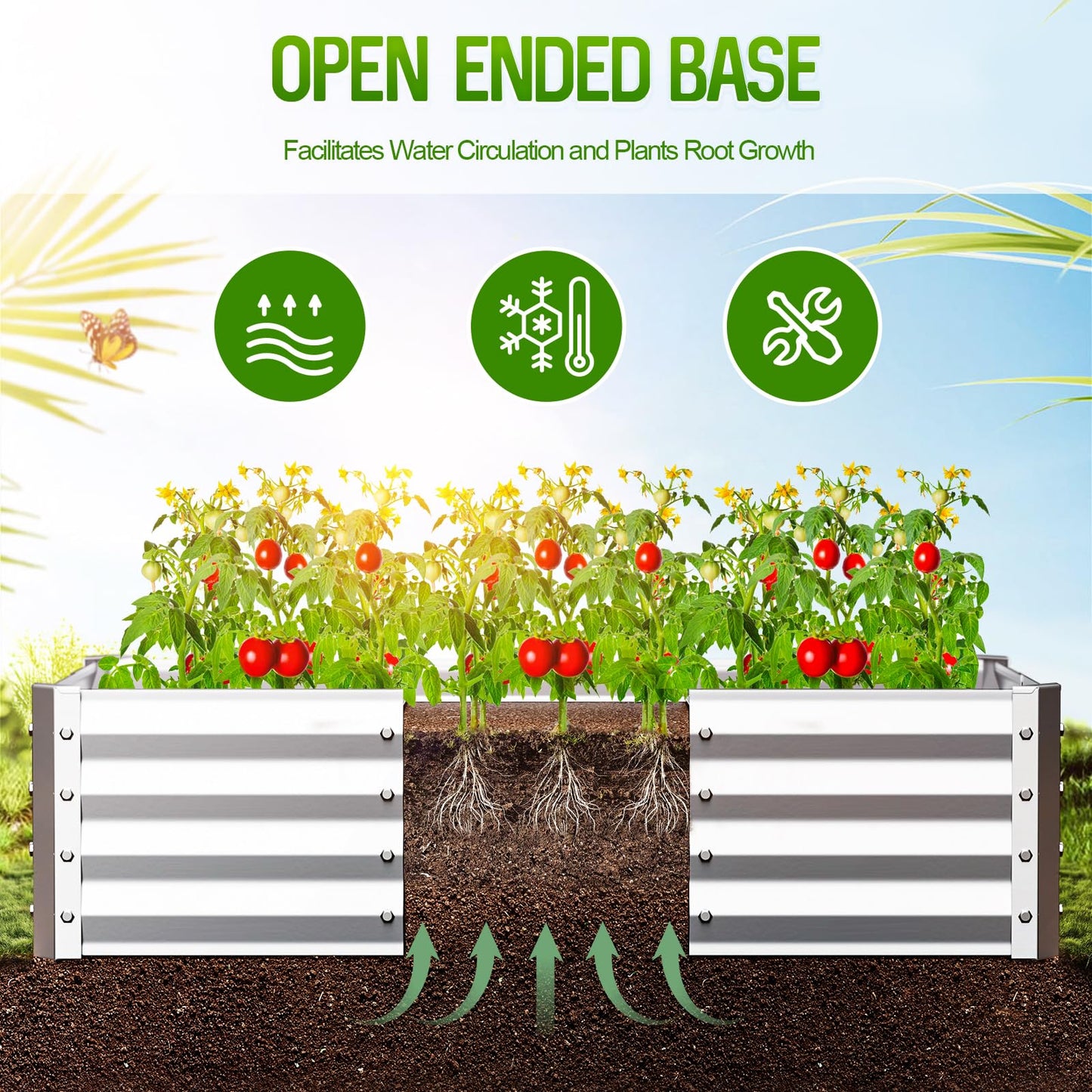Highpro Galvanized Raised Garden Bed Kit, 4×2×1ft Planter Box for Outdoor Gardening and Planting, Large Bottomless Metal for Vegetables, Herb, Fruits, Flower, Silver