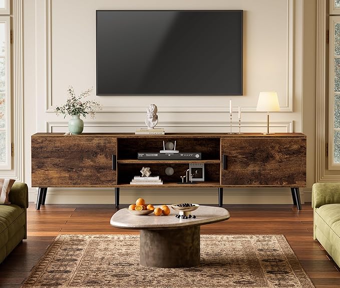SUPERJARE TV Stand for 55, 65 Inch TV, 63 Inch Entertainment Center