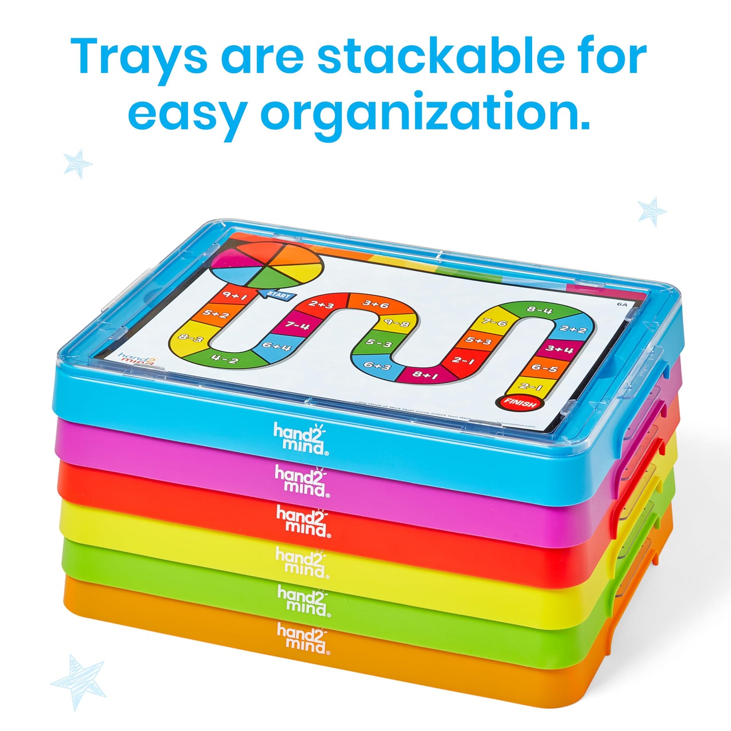 hand2mind Little Minds at Work Game Tray Set by Tara West, Includes Reading & Math Preschool Learning Activities, Science of Reading Manipulatives, Math Games for Kids, Teacher Supplies for Classroom