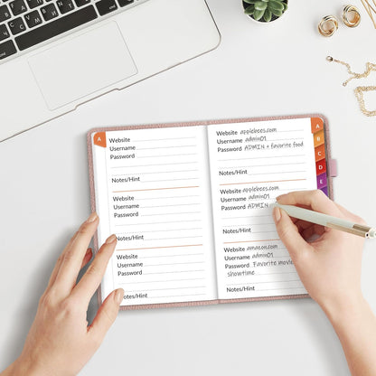 SUNEE Password Keeper Book with Colorful Alphabetical Tabs, Small Pocket Password Book for Internet Website Address Login, Gifts for Home and Office, 4''x 6''- Rose Gold