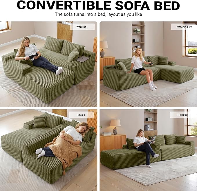 108 Inch Cloud Sectional Couch, Modern Modular Sectional Sofa