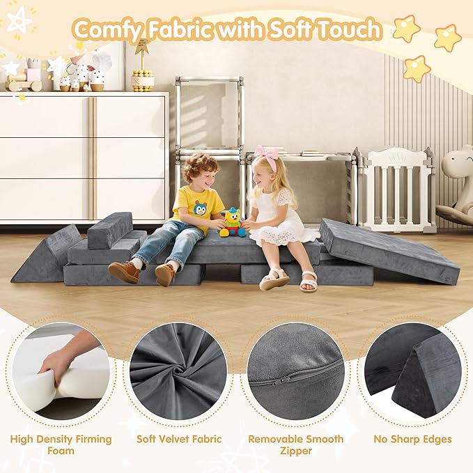 JY QAQA 18Pcs Modular Kids Play Couch Set, Toddler Sectional Sofa