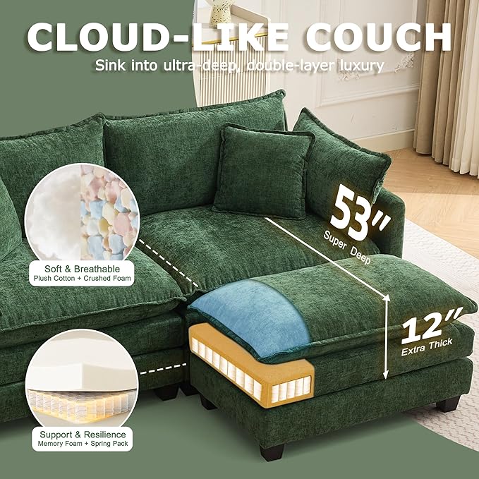 78” Modular Sectional Sofa, L Shaped Cloud Couch
