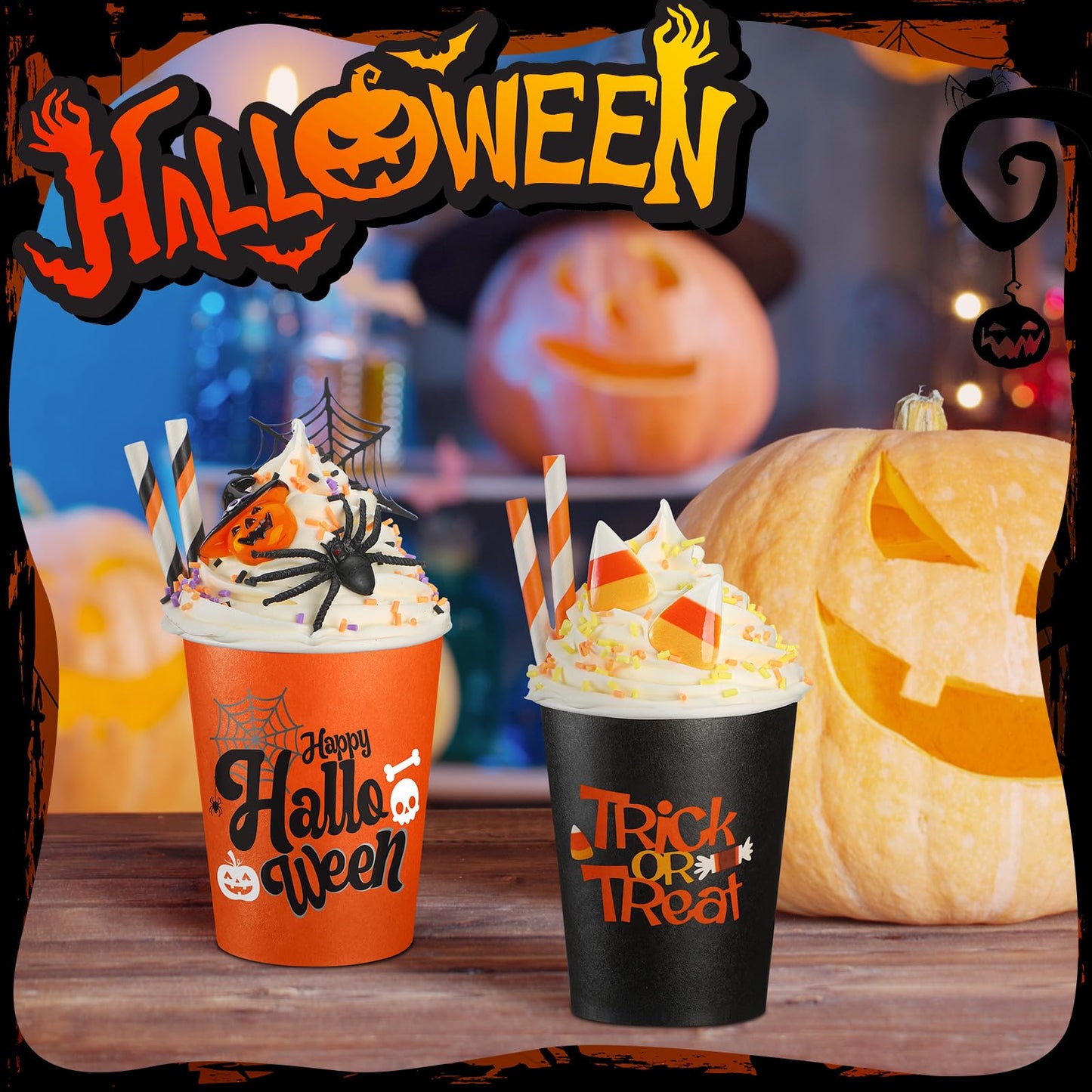 Yungyan 2 Pcs Tiered Tray Decor with Faux Whipped Cream Cups - Halloween Bar & Station Photo Prop Farmhouse Table Decor