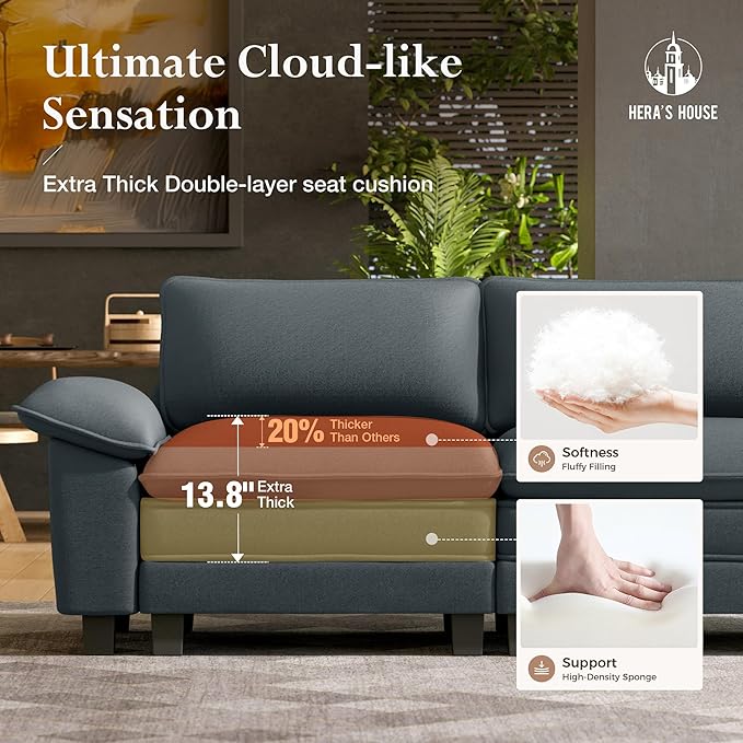 HERA'S HOUSE 124" Modular Sectional Sofa, Oversized U Shaped Couches