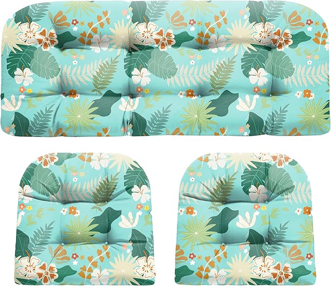 DANGHOOGY Wicker Chair Cushions, Waterproof Outdoor Loveseat Cushions