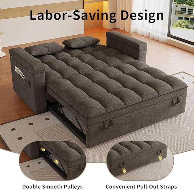 3 in 1 Convertible Sleeper Sofa, 65in Sleeper Couch