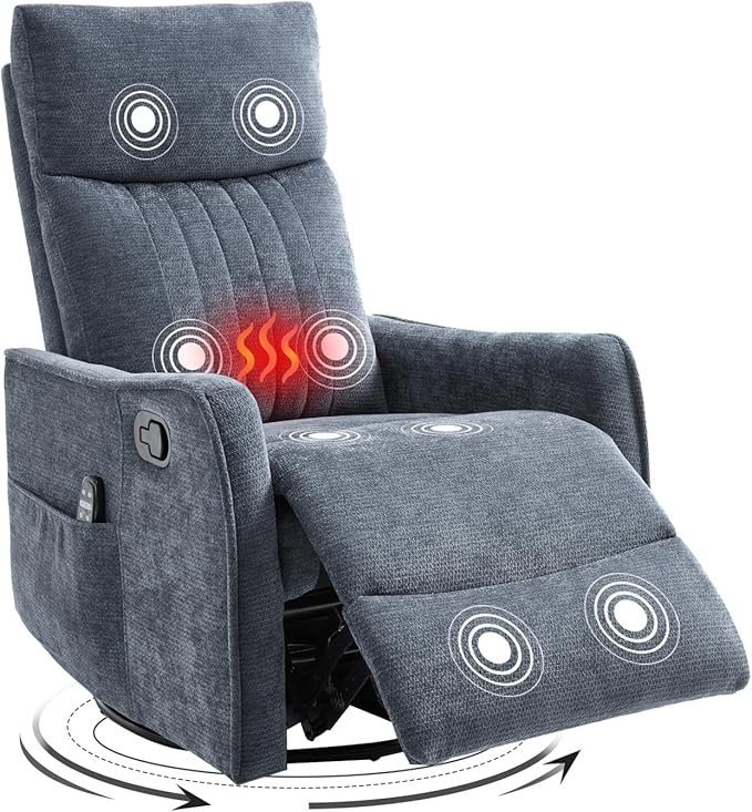 Trustyue Swivel Rocker Recliner Chair, 360° Swivel Recliner