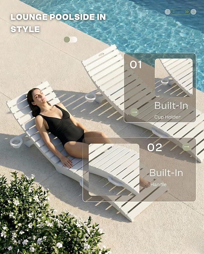 Folding HDPE Outdoor Chaise Lounge