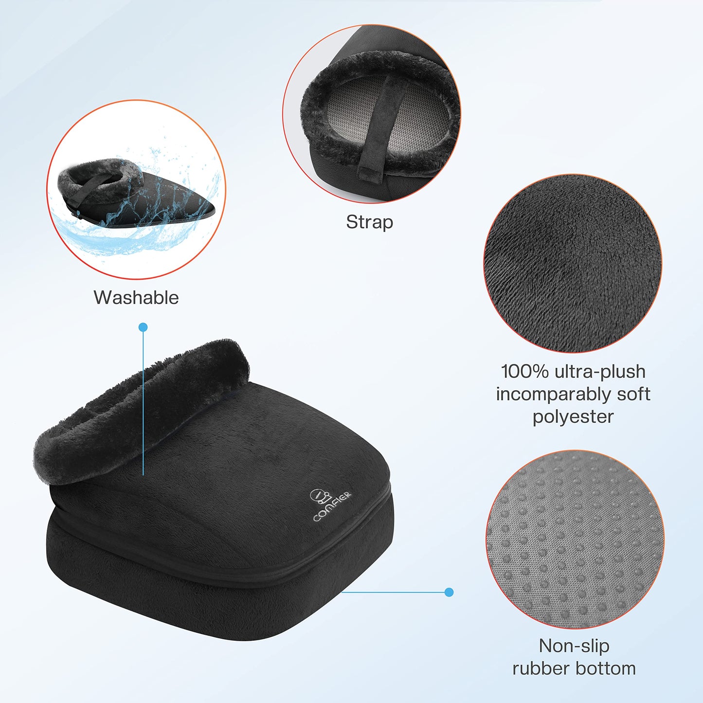 COMFIER Foot Massager with Heat, Electric Foot Warmer,Gifts for Women,Men, Shiatsu Feet Massager Machine for Plantar Fasciitis,Neuropathy, 2-in-1 Foot & Back Massager, Foot Heater