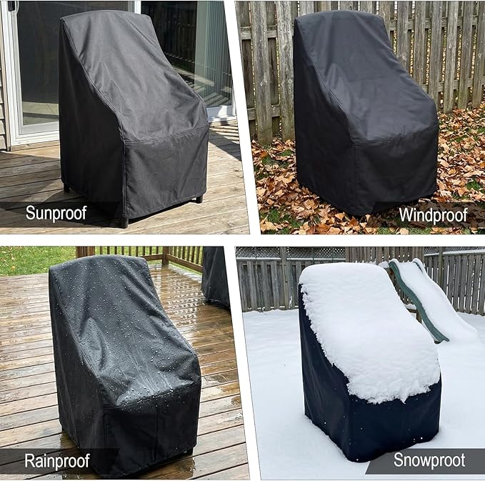 Stackable Patio Chair Covers Waterproof 2 Pack 210D Lawn Patio Outdoor Chairs