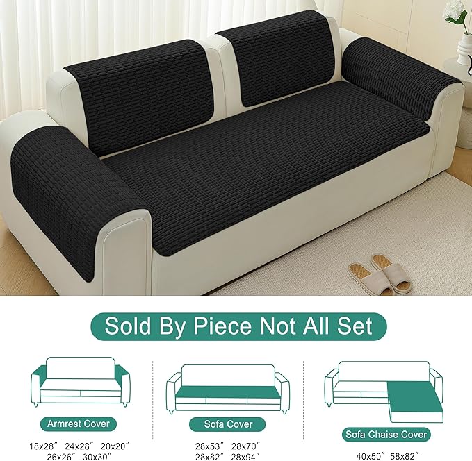 Foxdecor Couch Arm Covers Sofa Armrest Covers, Arm Chair Covers Set of 2