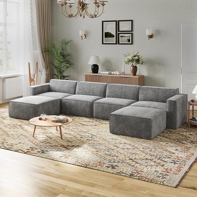Novilla 151.2" Modular Sectional Sofa, No Assembly Cloud Sectional Couch