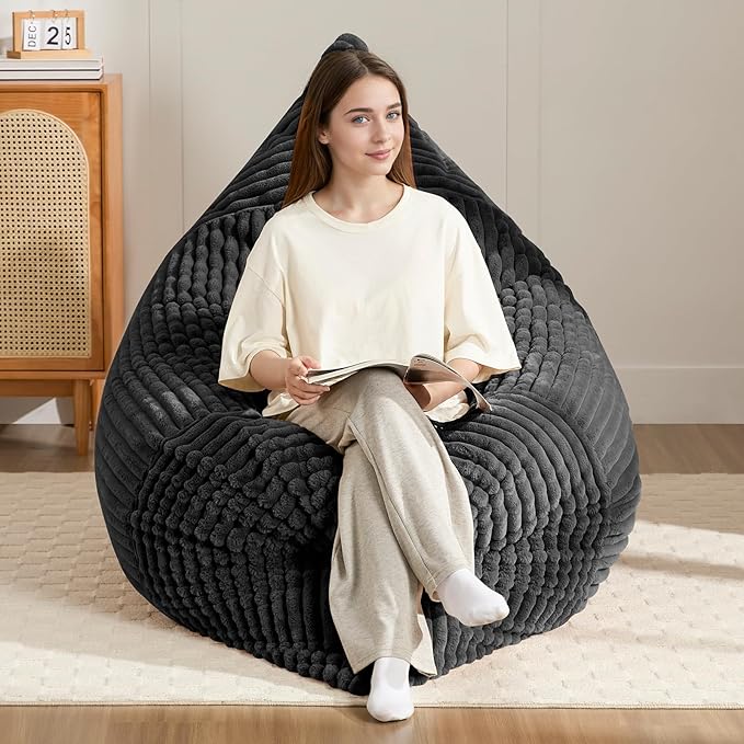 3-in-1 Giant Bean Bag Chair for Adults & Kid, Convertible Floor Sofa to Mattress