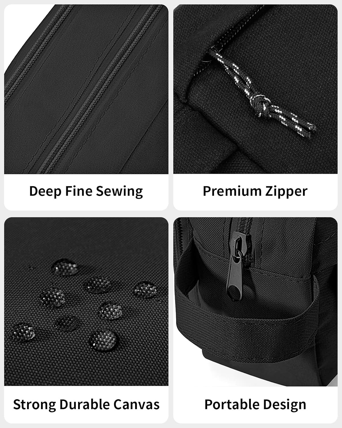 Sooez Big Capacity Pencil Case, Upgraded Canvas Pencil Pouch Large Pencil Bag Organizer, Separate Compartments Easy Grip Handle, Aesthetic Supply for School Teens Adults, Black Pen Case