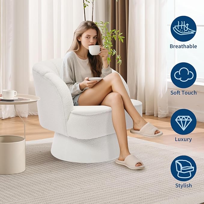 Garvee Ultra-Plush Swivel Accent Chair, 360° Barrel Lounge Chair