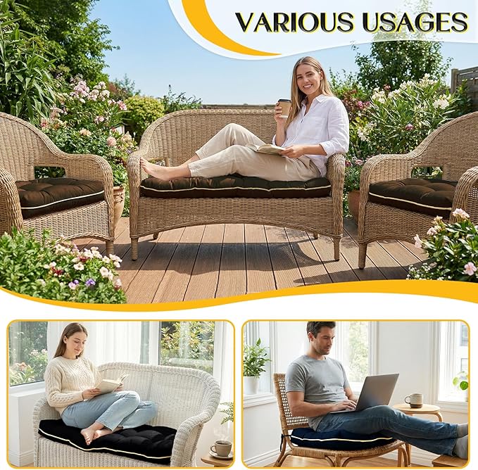 1 MIDDLE ONE Wicker Chair Cushions 3 Pieces Set