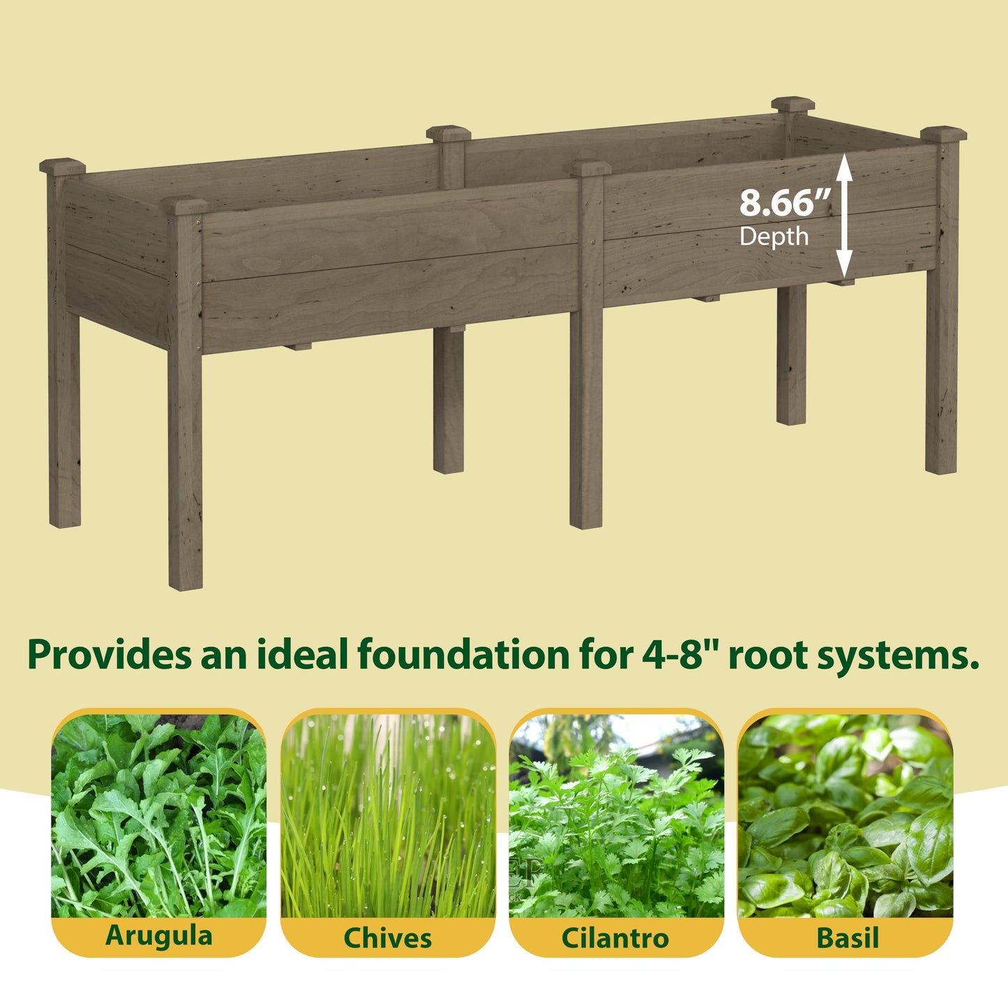 Yardenaler 72x23x30in Outdoor Raised Garden Bed with Legs, 2x6FT Elevated Wood Planted Box with Divider Panel & Drainage Hole, Ideal for Deep Rooted Vegetables, Flowers, Backyard and Patio, Brown