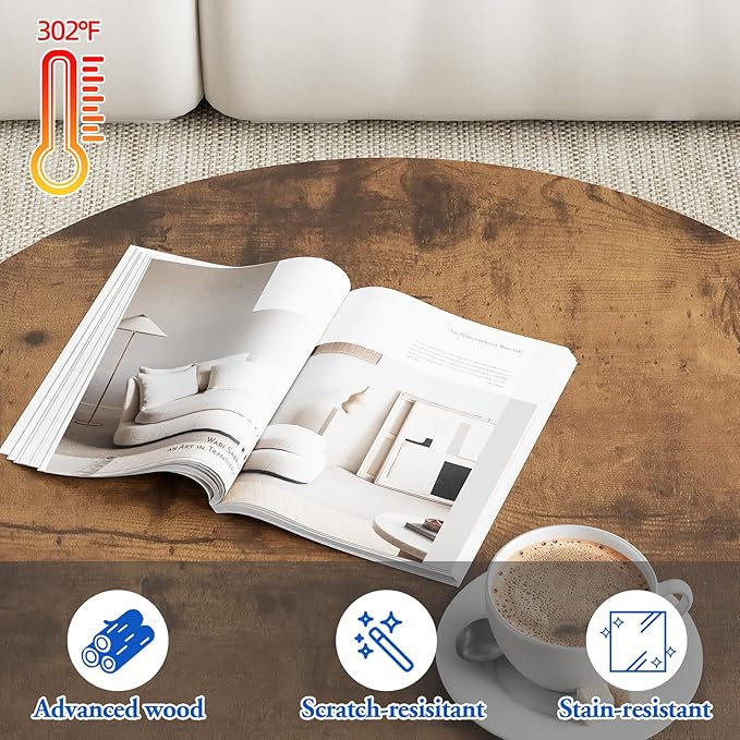 aboxoo Coffee Table Nesting Round Table Set of 2 Side Table