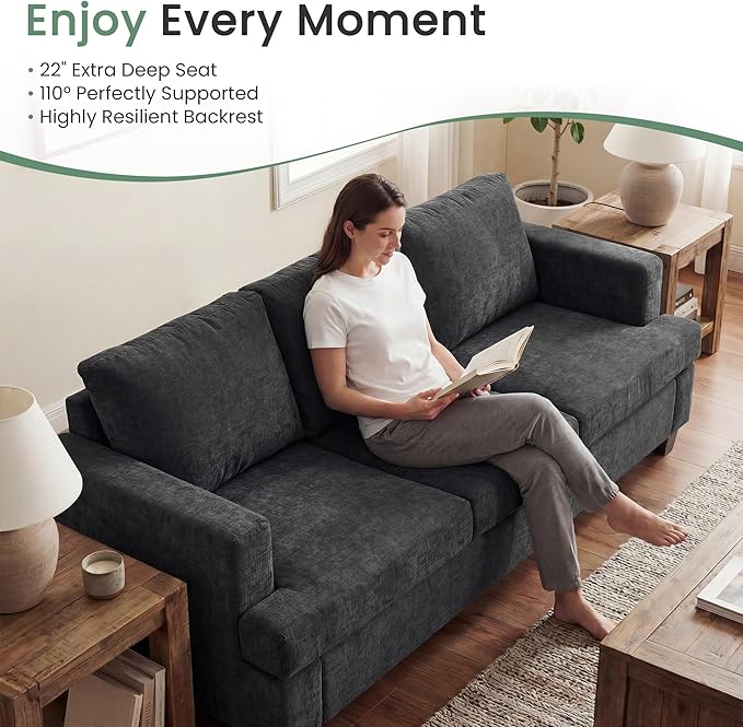 YOUDENOVA 2 Piece Set Comfy Sofa Couch, 2 3-Seater Sofa
