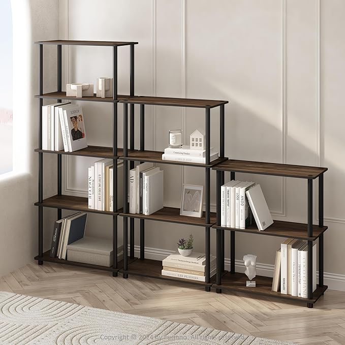 Furinno Turn-N-Tube Book Shelf, 5-Tier Bookshelf, Bookcase