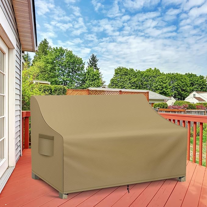 WLEAFJ Patio Sofa Cover Waterproof, 3-Seater Outdoor Sofa, Heavy Duty Deep
