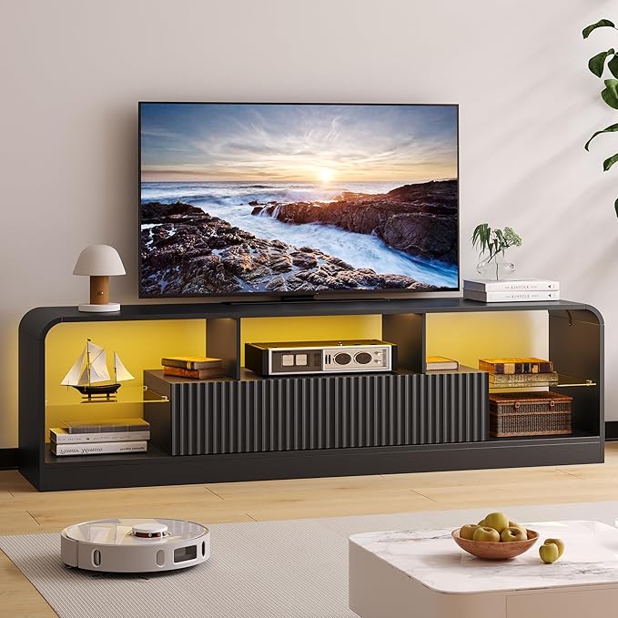 TV Stand for 60/65/70 Inch TVs, Modern Curved TV Console