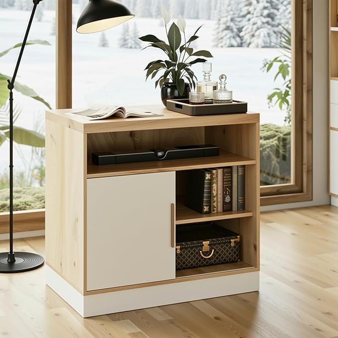 ModernMate Modern Light Walnut Wood Accent Cabinet