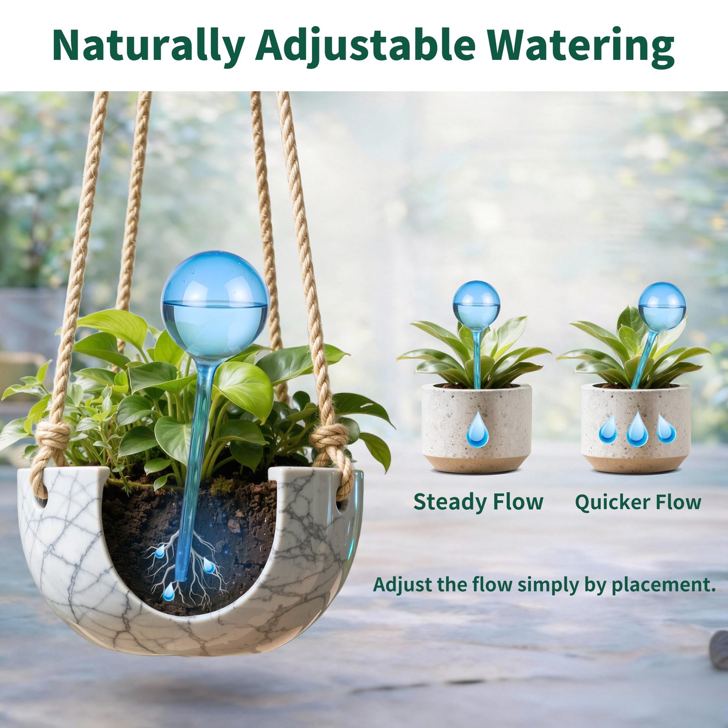Soilagua 12-Pack Plastic Plant Watering Globes, Premium PVC Shatter-Resistant Plant Waterer, Self Watering Planter Insert with Tapered Opening, Automatic Watering Spikes for Daily & Vacation