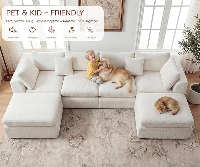 GRUSIGN 141'' Oversized Boneless Cloud Couch