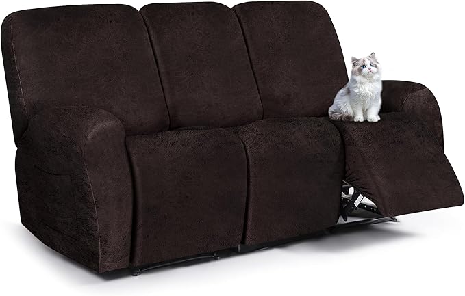 ANARACHON Leather Look Recliner Couch Cover, 8-Pieces Stretch Recliner Sofa