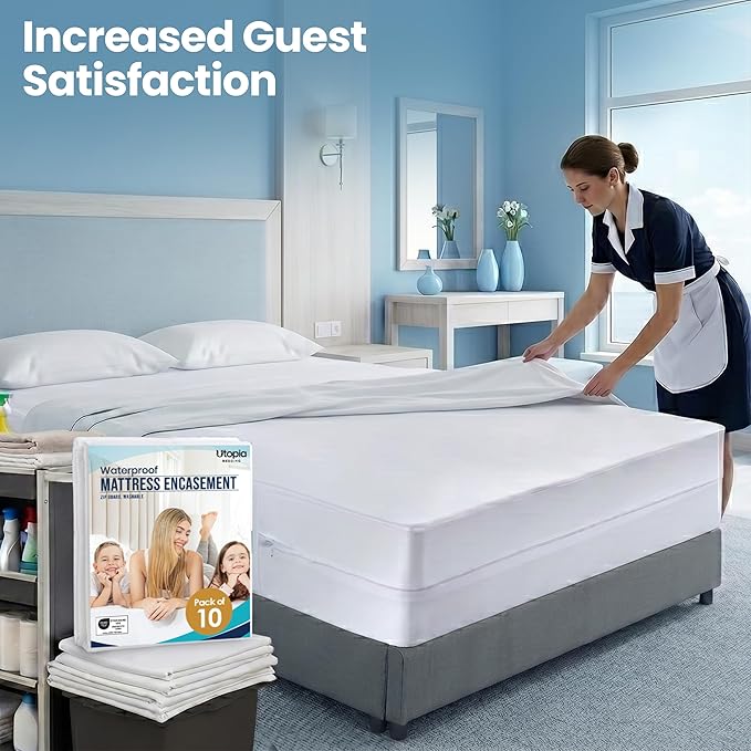 Utopia Bedding Queen Mattress Protector Zippered, 100% Waterproof Bed Bug and