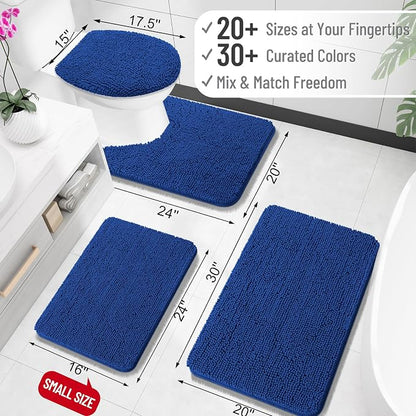 OLANLY Large Bathroom Rugs 44x32, Extra Soft Absorbent Chenille Bath Rugs, Rubber Backing Quick Dry, Machine Washable Bath Mats for Bathroom Floor, Tub and Shower, Home Decor Accessories, Royal Blue