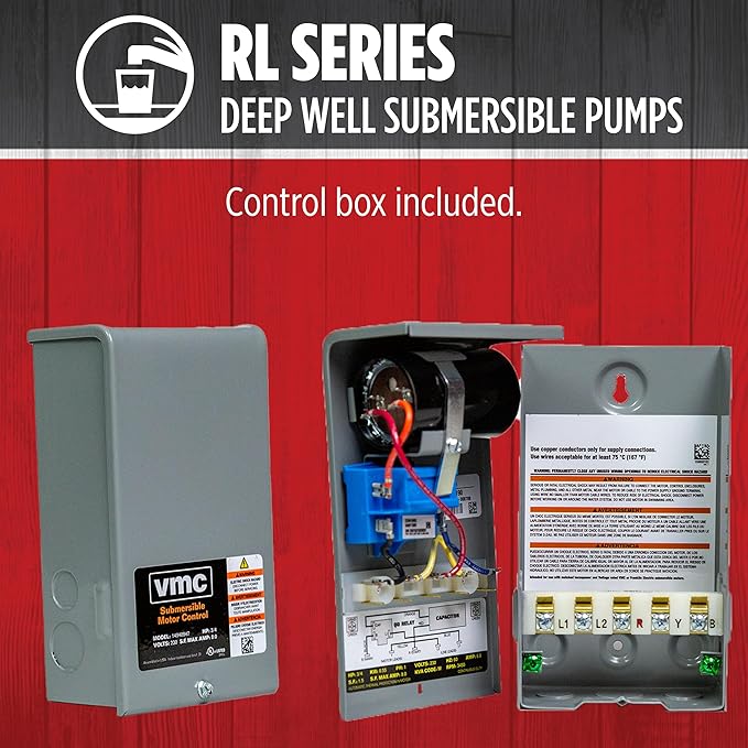 Red Lion RL12G10-3W2V 4-inch Submersible Deep Well Pump with Control Box, 1 HP, 12 GPM, 3-Wire, 230 Volt, Steel, 14942407