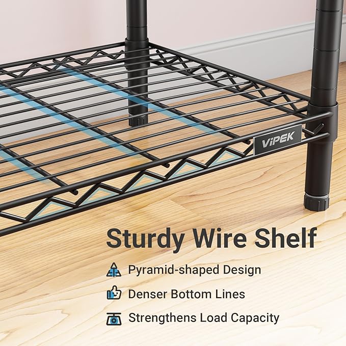 VIPEK V5C Medium Covered Clothes Rack Heavy Duty Portable Closet Wardrobe, Freestanding Black Clothing with Upgraded Polyester Cover, Adjustable Custom, 56.7" Lx15.7 Wx76.4 H
