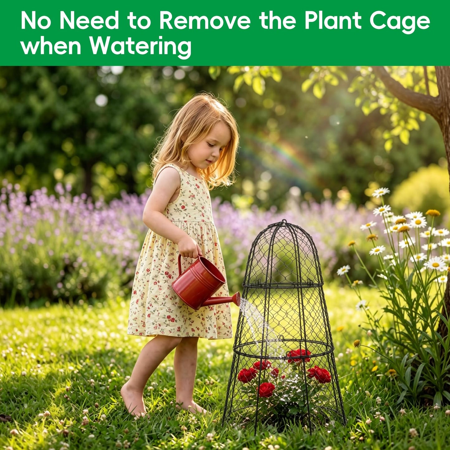 SPECILITE Garden Cloches for Plants with 3 Split Design, Rustproof Chicken Wire Cloches, Plant Protectors from Animals, Sturdy Plant Cage with Ground Stake for Garden, Farm, 14"×14"×20", 6 Pack