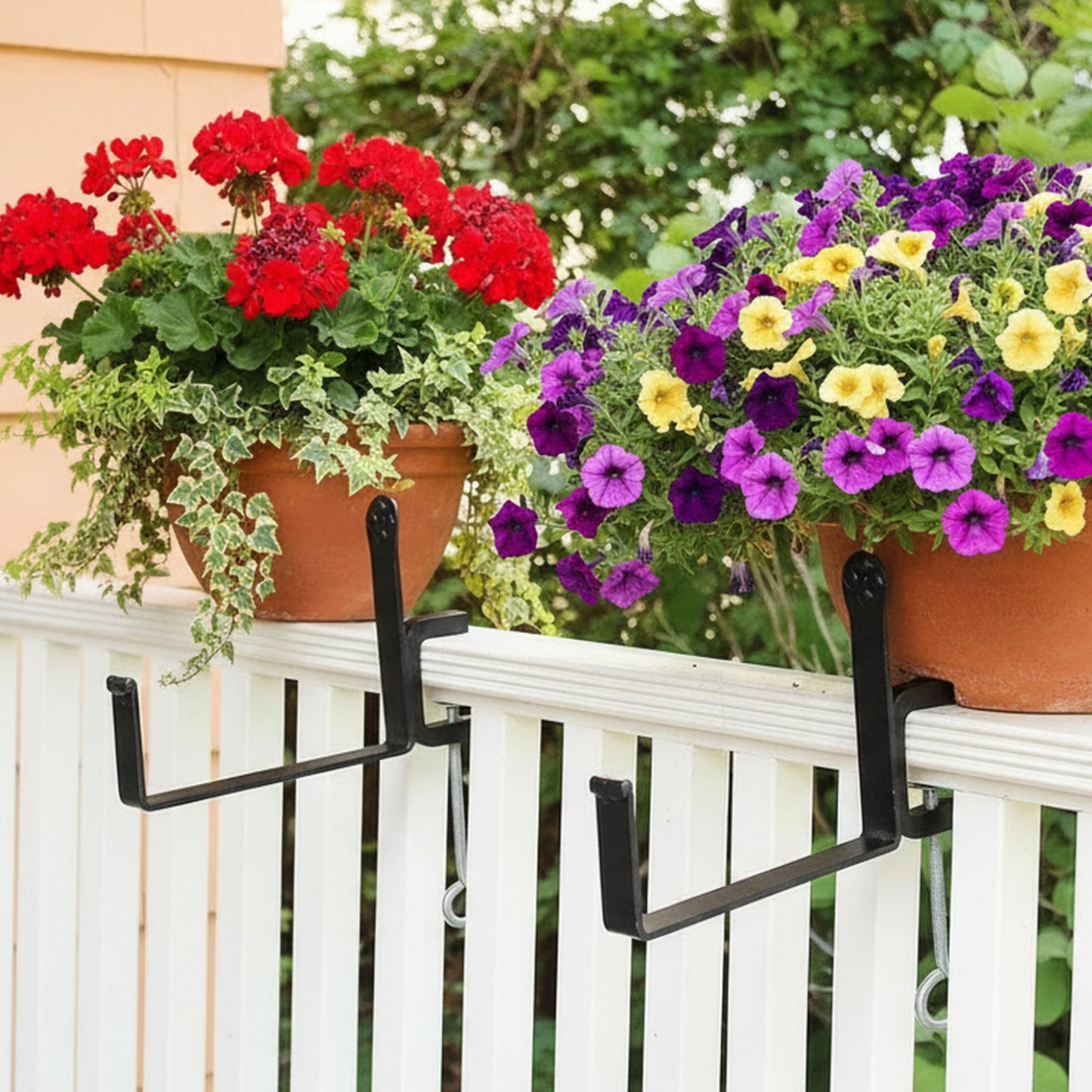 Oakestry Railing Clamp Window Flower Box Brackets Black Adjustable Balcony Planter Holder Steel No Drill Secure Mount Outdoor Indoor