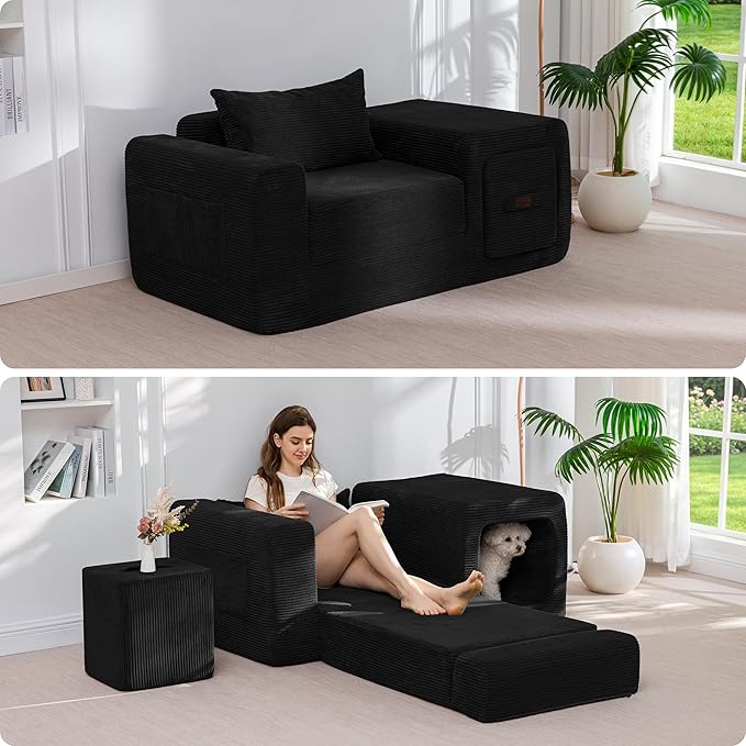 MAXYOYO Folding Sofa Couch, Convertible Floor Sofa