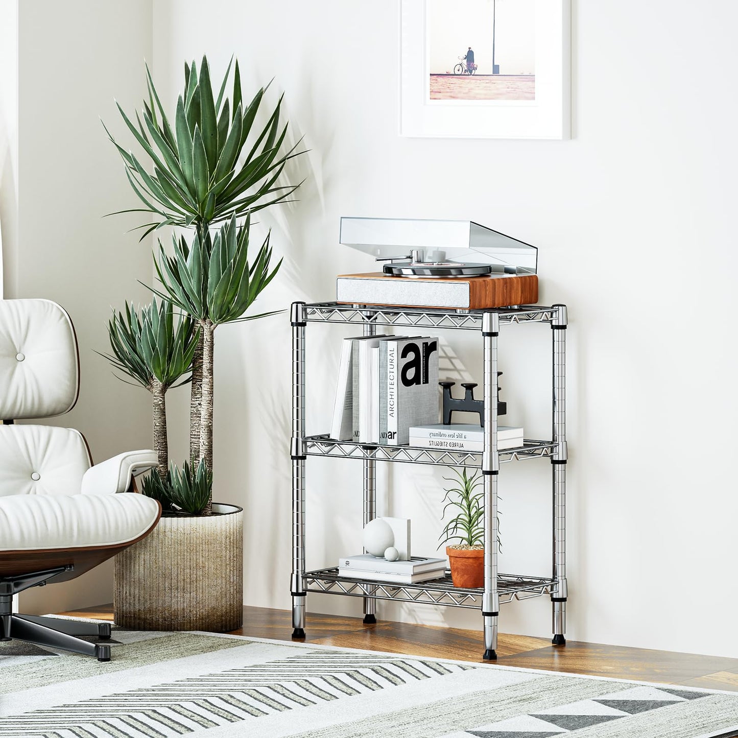 M MZG 750 lbs 3 Tier Shelf Metal Storage Shelves Wire Rack Closet Organizers with PP Board for Garage Kitchen Bathroom Laundry Chrome 11.8" D x 21.7" W x 28.6" H