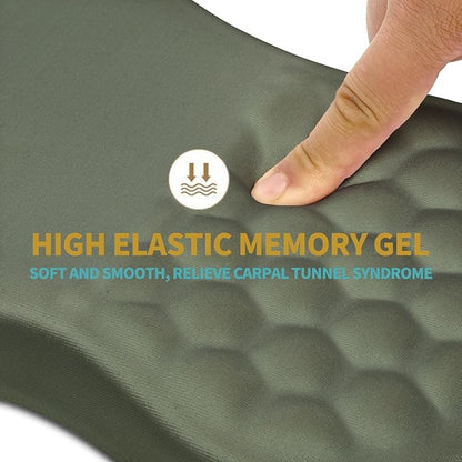 Hokafenle Ergonomic Mouse Pad Wrist Support with Massage Design, Wrist Rest Pain Relief Mousepad with Memory Foam&Non-Slip PU Base, Mouse Pads for Wireless Mouse & Desk (12x8 inch,Olive Green)