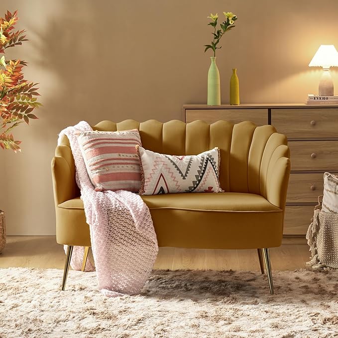 HULALA HOME Modern Velvet Loveseat Sofa