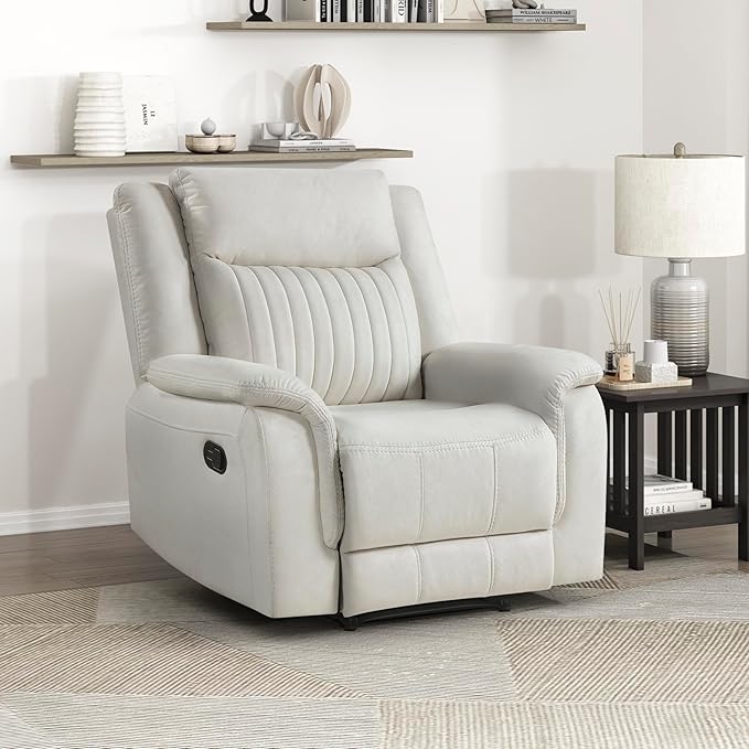 Lexicon Manual Recliner Chair, Polished Microfiber Reclining Sofa Chair