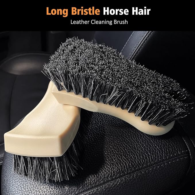 YeewayVeh 7PCS Car Interior Detailing Kit, Horse Hair Car Leather Brush
