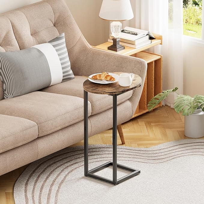 C Shaped End Table, Oval Couch Sofa Side Table