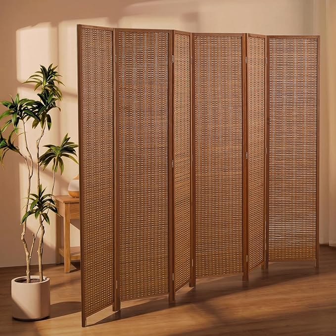 6 Panel Room Divider and Extra Wide Folding Privacy Screen, 94.5" W x 67" H
