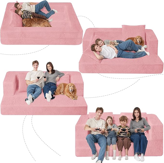 Futon Sofa Bed with Pillow, 3-in-1 Sleeper Sofa Bed with Removable Cover