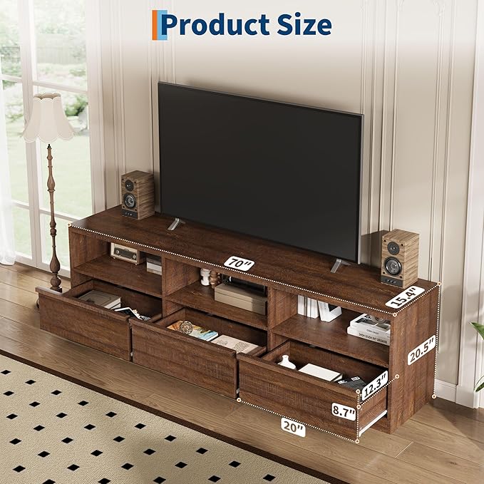 GarveeHome 70 in TV Stand for TVs up to 85 in, Mid Century Modern Entertainment